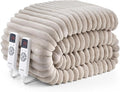 Hansleep Heated Blanket King Size Electric Throw Dual Control, Heating Blanket with 9 Heating Levels and 10-Hour Timer Auto Shut Off, Washable Soft Warm Winter Blanket, 90 x 100 Inches, Linen