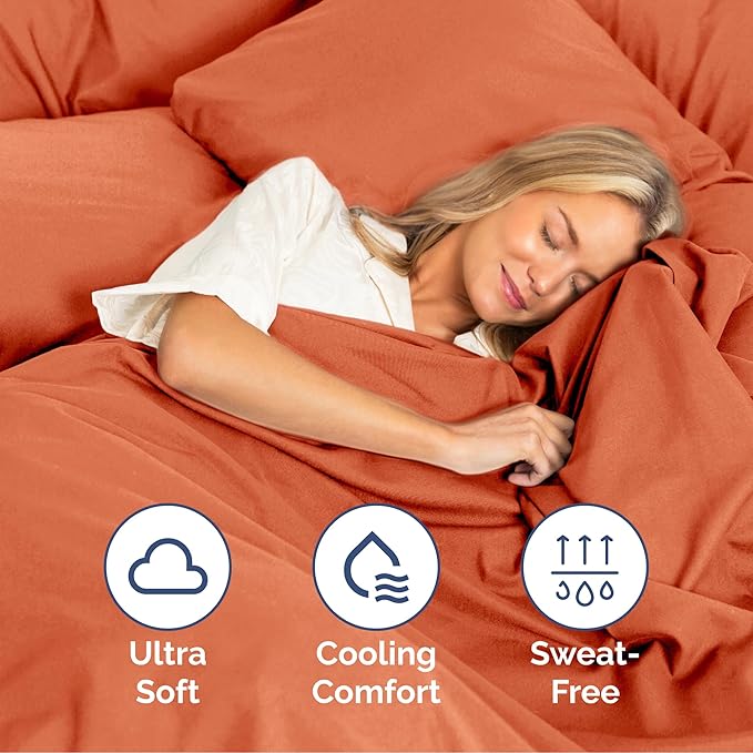 Cal King Size 4 Piece Sheet Set - Extra Soft, Breathable & Cooling Sheets - Hotel Luxury Bed Sheets for Women & Men - Deep Pockets, Easy-Fit & Wrinkle-Free Sheets - Harvest Pumpkin Oeko-Tex Bed Sheets