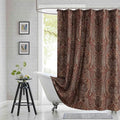 Fabric Shower Curtain 78 Inches Long, Reddish Brown Damask Paisley Print Shower Curtains for Bathroom, 72" W x 78" H