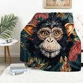 Tropical Monkey Leaves Throw Blanket | Modern Jungle Animal Decor | Lightweight and Cozy Fleece | Holiday and Birthday Gift Idea for Men and Women | 40x50 Inches