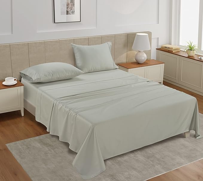 Lane Linen King Sheet Set – 450 Thread Count Long-Staple 100% Cotton King Size Sheet Set, Sustainably Produced & Oeko-Tex Certified, Soft Silky Sateen Finish, 15" Deep Pocket Fitted Sheet – Moonstruck