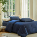 DOZ Duvet Cover Set, 100% Viscose derived from Bamboo, Organically Grown, Buttery Soft, Cooling Duvet Covers, High GSM, 1 Duvet Cover and 2 Pillowcases, 106"x90" (Sapphire, King/Cal King)