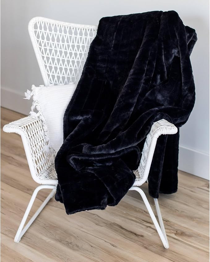 Minky Designs Jaguar Black Minky Blanket – Ultra Soft Faux Fur Throw Blanket for Couch, Bed & Home – Fluffy, Warm & Luxurious – Posh Collection (Large, 60x72)