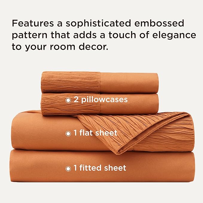 Bedsure King Size Sheets Set - 4 Pieces Soft King Sheets - Breathable & Cooling - Hotel Luxury - Easy Care Polyester Microfiber Bedding for Women, Men, Dusty Orange