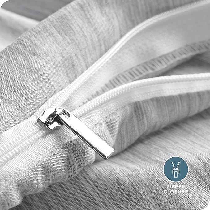 Bare Home Bedding Duvet Cover Queen Size - Premium 1800 Super Soft Collection - Lightweight, Duvet Cover - Soft Textured Bedding (Queen, Heathered Pewter)