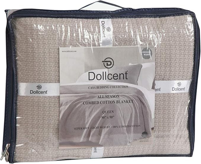 DOLLCENT 100% Cotton California King Size Blanket For Bed, Premium Combed Lightweight Blankets, Washed Breathable Cozy Bed Throw Blanket, Sand Cal King Cotton Blankets For All Season: Sand (102"x108")
