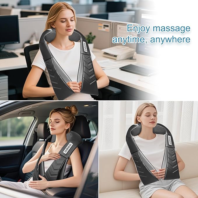 Shiatsu Neck and Back Massager, Electric Shoulder Massager with Heat, Deep Tissue Kneading Massage for Pain Relief, Gifts for Dad Mom Friend Birthday Father's Day(NOT Cordless)