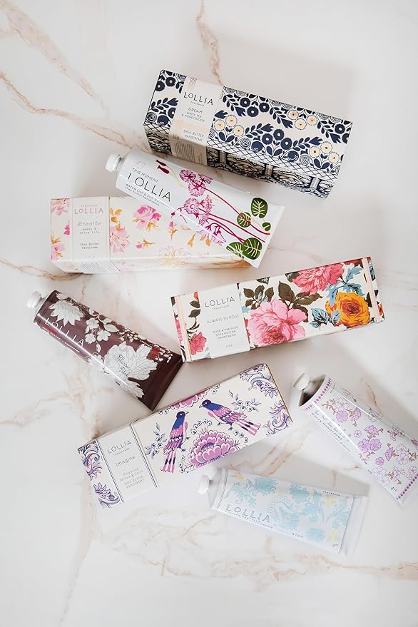 LOLLIA Petite Treat Handcreme Gift Set with Always in Rose, Breathe, Dream, Relax, This Moment & Wish, Scented Hand Cream for Women, Moisturizing Lotion for Dry Hands, Quick Absorbing Skin Care