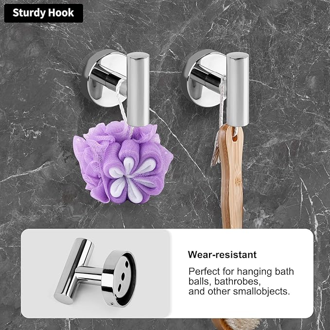 4-Piece Polished Chrome Bathroom Hardware Set - Toilet Paper Holder and Hand Towel Holder, Towel Ring Wall Mounted, Stainless Steel Accessories Set - Silver