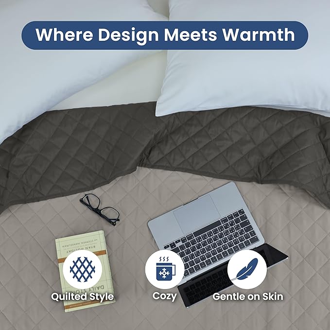 Martex Reversible Coverlet – King Bed Quilt – Lightweight King Size Bedding – Durable King Size Quilts for Bed – Soft - Easy Care Bedding – Light Gray/Graphite
