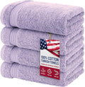 American Veteran Towel, Hand Towels for Bathroom Set of 4, 100% Cotton Turkish Hand Towel Sets, Soft Hand Face Towels, Lilac Hand Towels