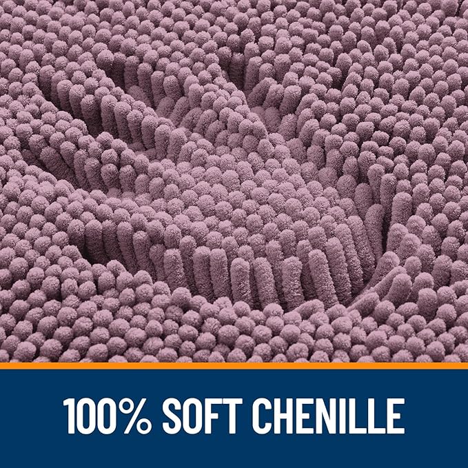 OLANLY Bathroom Rugs 59x24, Extra Soft Absorbent Chenille Bath Rugs, Rubber Backing Quick Dry, Machine Washable Bath Mats for Bathroom Floor, Tub and Shower, Home Decor Accessories, Deep Plum