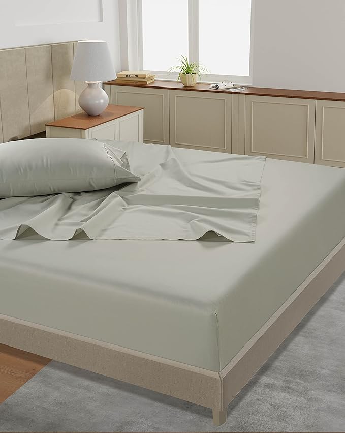 Lane Linen King Sheet Set – 450 Thread Count Long-Staple 100% Cotton King Size Sheet Set, Sustainably Produced & Oeko-Tex Certified, Soft Silky Sateen Finish, 15" Deep Pocket Fitted Sheet – Moonstruck
