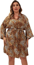 Women's Plus Size Satin Robes Plus Size Silky Kimonos Robes Sleepwear,Short