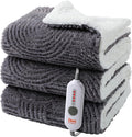 Heated Blanket Full Size - 72"x84" Cozy Soft Jacquard Heating Blanket with 4 Heat Levels & 10 Hours Auto-Off, Jacquard Fleece, Overheating Protection, Warm Gifts, Grey
