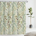 Beige Green Botanical Shower Curtain Boho Nature Ferns Wildflowers Apothecary Bathroom Curtains Herbs Plants Vintage Cottagecore Bathroom 72Wx72H Waterproof Polyester