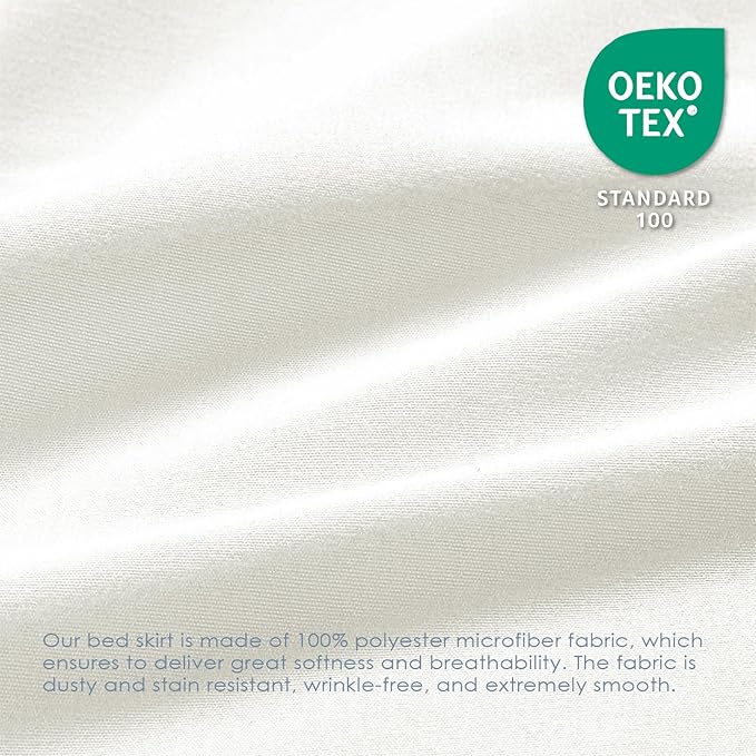 FreshCulture Queen Bed Skirt, Elastic Wrap Around Bed Skirt Queen Size, Bed Skirts for Adjustable Bed, Easy Fit with 22 Inch Drop Length, Hotel Quality Dust Ruffle for Queen Bed (Ivory)