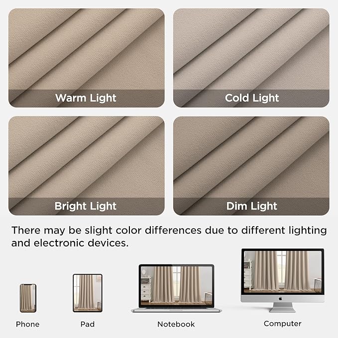 Joydeco Beige 100% Blackout Curtains 72 Inch 2 Panels, Luxury Thermal Beige Velvet Curtains for Bedroom Living Room, Soundproof Blackout Window Drapes, Rod Pocket & Back Tab (52W x 72L)