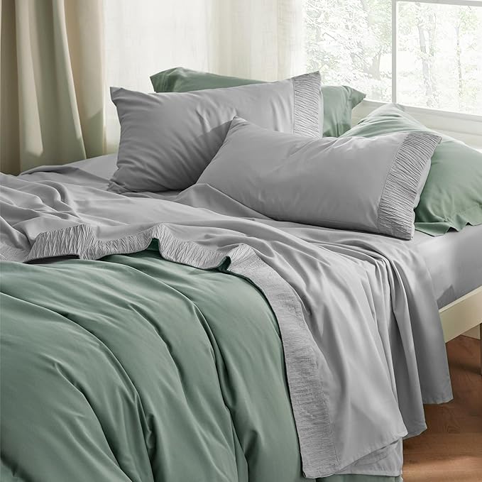 Bedsure King Size Sheets Set - 4 Pieces Soft King Sheets - Breathable & Cooling - Hotel Luxury - Easy Care Polyester Microfiber Bedding for Women, Men, Grey