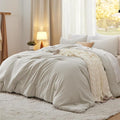 Bedsure Full Size Comforter Set, Beige Soft Prewashed Bedding for All Seasons, 3 Pieces GentleSoft™ Warm Down Alternative Bed Set, 1 Lightweight Comforter (82"x86") and 2 Pillowcases (20"x26")