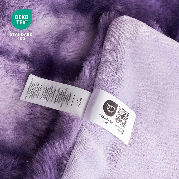 Cozy Bliss Faux Fur Throw Blanket for Couch, Bubble Plush Blanket Queen Size, Fuzzy Soft & Thick Blanket for Bed Sofa Living Room, 90x90 Inches Tie-dye Purple
