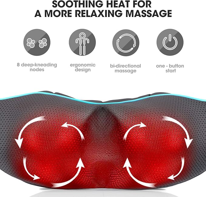 MagicMakers Electric Shiatsu Neck Massager with Heat - Pain Relief for Back, Shoulders & Feet - Gift for Men, Women, Mom & Dad - From Daughter or Son - Ideal for Christmas, Mother's Day & Father's Day