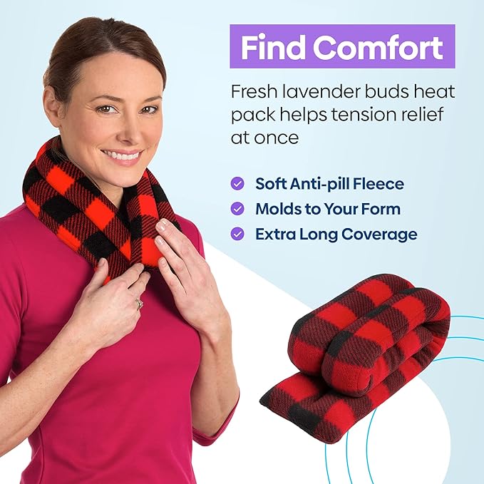 SunnyBay Microwave Heating Pad, Microwavable Heated Neck and Shoulder Wrap, Soothing Weighted Moist Heat or Ice Pack with Flaxseed and Lavender, 26x5 Inches, 2.5 lbs, Buffalo