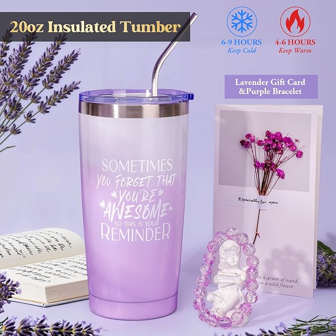 Self Care Gifts Get Well Soon Gift Baskets for Women, Christmas Birthday Gifts for Womens, Inspirational Lavender Relaxing Spa Care Package Thinking of You Gift Set for Mom Wife Her Friends Sister