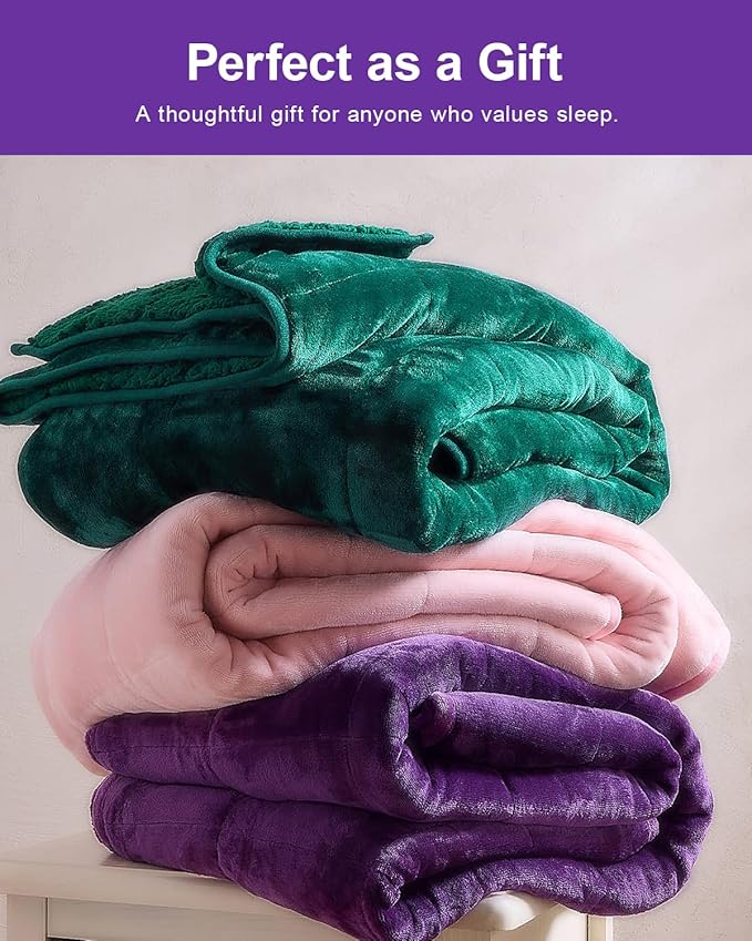 Super Fuzzy Soft Sherpa Fleece Weighted Blanket, 15 lbs Dual Sided Fluffy Heavy Weighted Blankets for Adults - No Bunching with Double Layers of Soft Inner Lining (48"x 72", 15 Pounds)