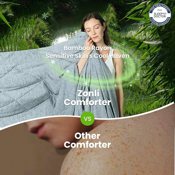 ZonLi Z-Magic 100% Cooling Bamboo Comforter from Viscose, Lightweight All-Season Breathable Bedding Blanket for Hot Sleepers