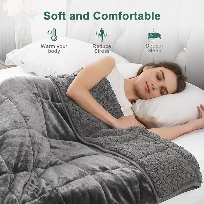 Lofus Weighted Blanket for Adults(20 lbs, 60" x 80"), Queen Size Heavy Blanket Machine Washable, Soft Weighted Blankets for Stress Relief and Sleep Promotion-Grey