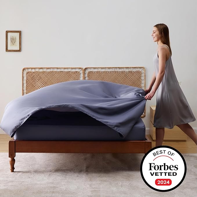 Bedsure Cooling Sheets for Full Size Bed, Viscose Derived from Bamboo, Deep Pocket up to 16", Breathable Soft Bed Sheets & Pillowcases, Dark Grey