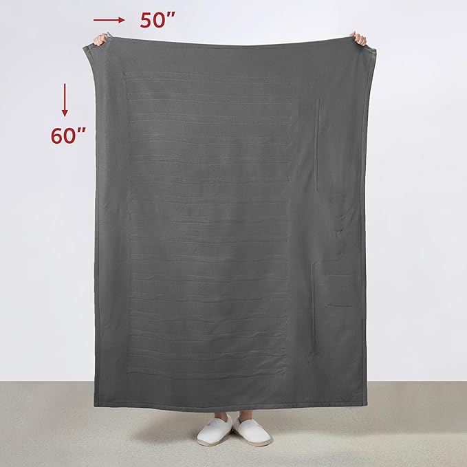 Sunbeam Electric Throw Royal Luxe Microplush Heated Blanket, 4 Heat Settings, 4-Hour Auto Shut-Off, Fast Heating, Warm and Cozy, Dove Grey Color, 50" x 60"