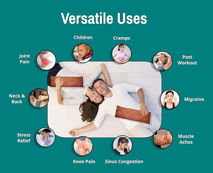 Microwavable Corn Filled Heating Pad and Cold Pack/Washable 100% Cotton Cover (Cross Hatch - Rust, 5.25in W x 17.25in L)