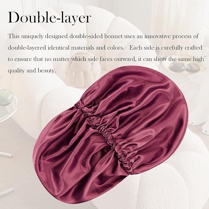 Satin Bonnet Double Layer Silk Bonnet for Sleeping Women Hair Care for Natural Curly