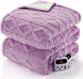 CAROMIO Electric Blanket King Size Dual Control - Thick Tufted Sherpa Heated Blanket King with 10 Heating Levels and 10 Time Settings, ETL Certified Fast Heating Blanket King Size 90"×100", Purple