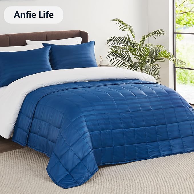 Weighted Blanket Queen Size (60"x80" 20lbs),Ultra Soft and Cozy Cooling Weighted Blanket Queen Size for Adult,Heavy Blanket with Machine Washable Soft Blanket, Navy Blue