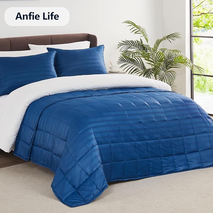 Weighted Blanket Queen/King Size (80"x87" 22lbs),Ultra Soft and Cozy Cooling Weighted Blanket for Adult,Heavy Blanket with Machine Washable Soft Blanket, Navy Blue