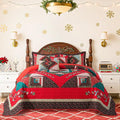 BEDIFANY Christmas California King Size Quilt Set - Cotton Bedspreads Oversized King for Bed - Lightweight Farmhouse King Quilt Bedding Sets for All Seasons, 3 Pieces
