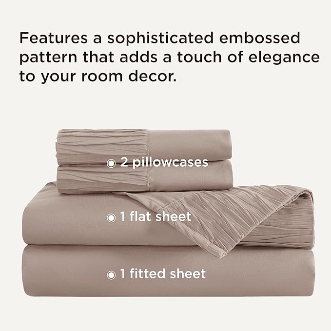 Bedsure King Size Sheets Set - 4 Pieces Soft King Sheets - Breathable & Cooling - Hotel Luxury - Easy Care Polyester Microfiber Bedding for Women, Men, Khaki