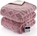 CAROMIO Electric Blanket Twin Size - Thick Tufted Sherpa Heated Blanket Twin with 6 Heating Levels and 8 Time Settings, UL Certified Machine Washable Fast Heating Blanket Twin 62"×84", Dusty Pink
