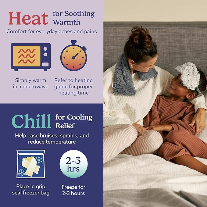 warmies Microwavable Neck & Shoulder Wrap - Heating & Cooling Plush Pad for Calming Relaxation - Weighted & Heated Neck Warmer with Scented Lavender - Microwave Heat Pad for Aches & Pain - Gray