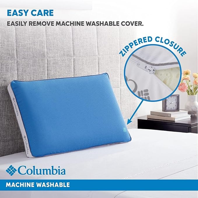 Columbia Cooling Gel Memory Foam Pillow - Comfortable and Supportive with Cooling & Breathable Features - Removable Washable Cover, King