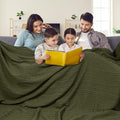 PHF 100% Cotton Waffle Blanket Oversized King 120"x120", Lightweight Breathable Extra Large 10'x10' Blankets for Bed, Giant Big Luxury Aesthetic Woven Bedding for Home Decor, Capulet Olive