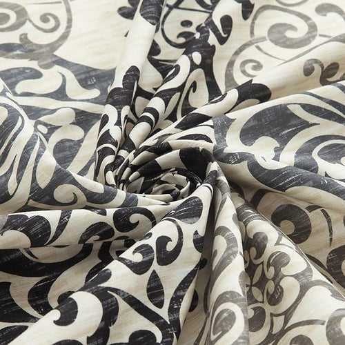 90 Inch Fabric Shower Curtain, Extra Long Black and Beige Boho Medallion Print Shower Curtains for Bathroom, 72" W x 90" H
