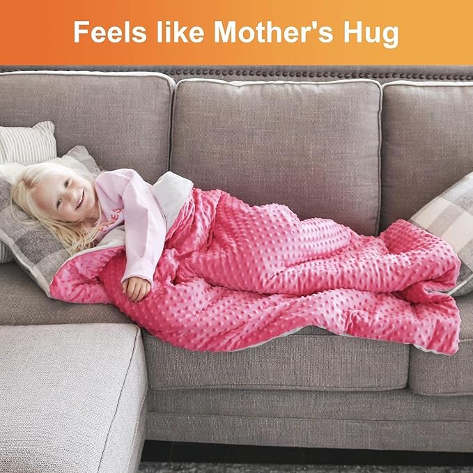 hazli Super-Soft Kids Weighted Blanket 7 Pounds - Weighted Blanket for Kids - Easy to Clean, Washable Minky Cover - 41x60 Inches 7lbs Child - Small Heavy Blanket for Girls and Boys