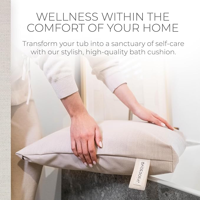 BADESOFA® Luxury Seat Cushion for Bath | Premium-Quality Materials | Comfortable & Quick-Drying | Washable Bath Pillow in Ivory Pearl | Home Spa | Suitable for Bathtub, Steam Sauna & Hot Tub