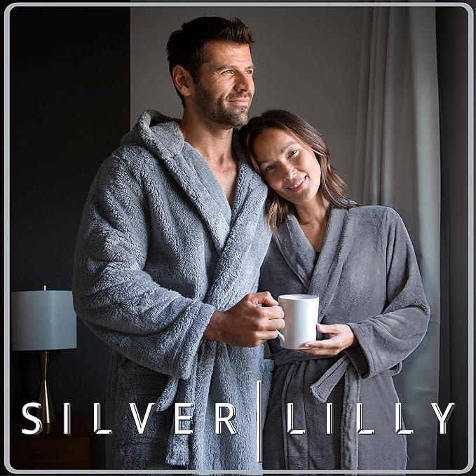 Womens Plush Fleece Bath Robe, Fluffy Long Bathrobe, Great Gift for Mother's Day, Grandma, Daughter, Sister, Wife, Friend