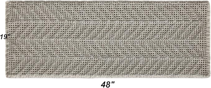 BohoBath Matts,Upgraded Waffle Super Absorbent Bath Mat,Bathroom Rugs Non Slip Washable, Quick Dry Shower Mats, Ultra Soft Bath Mats for Bathroom Floor,Gray,19"*48"