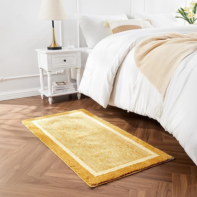 CozeCube Bath mats for Bathroom Non Slip, Fluffy Absorbent Microfiber Bath mat Washable, Aesthetic Bathroom Rugs, Small Harvest Gold Bath mat, Harvest Gold, 24" x 16"